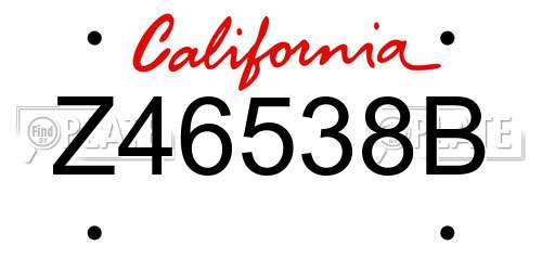 Z46538B California License Plate