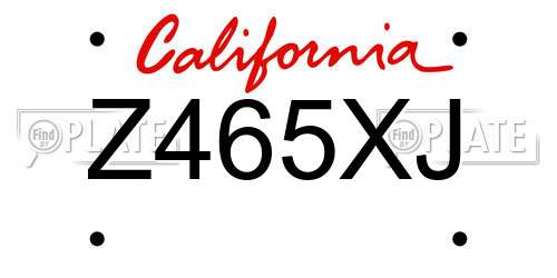 Z465XJ California License Plate