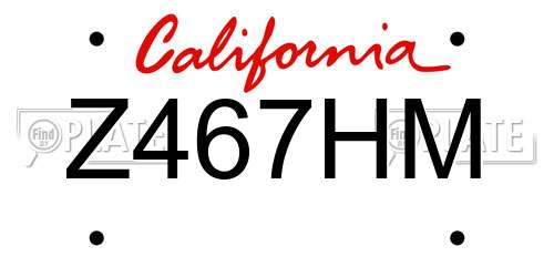 Z467HM California License Plate