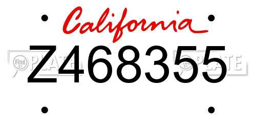 Z468355 California License Plate