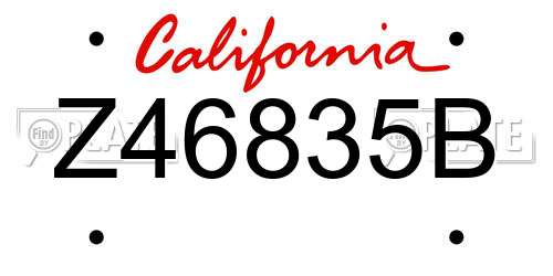 Z46835B California License Plate
