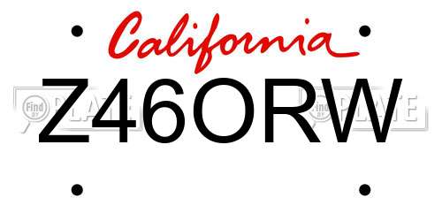 Z46ORW California License Plate