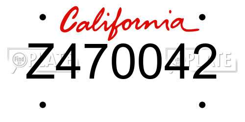 Z470042 California License Plate