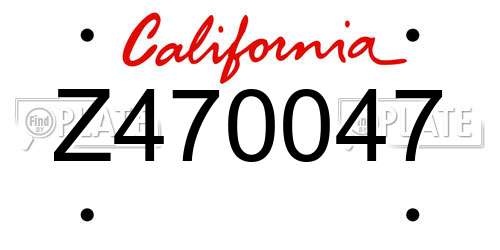 Z470047 California License Plate