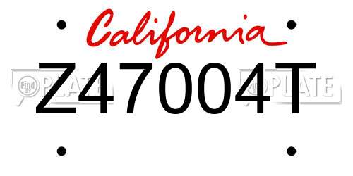 Z47004T California License Plate