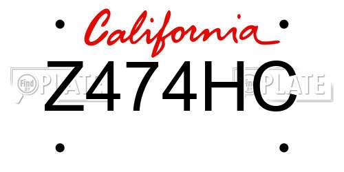 Z474HC California License Plate
