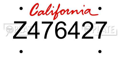 Z476427 California License Plate