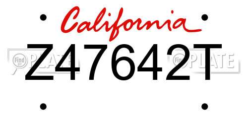 Z47642T California License Plate