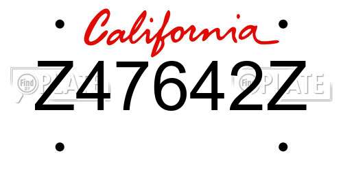 Z47642Z California License Plate