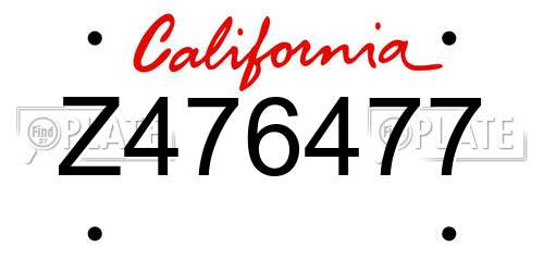 Z476477 California License Plate