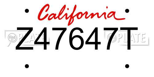 Z47647T California License Plate