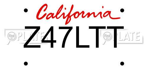 Z47LTT California License Plate