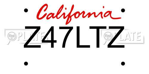 Z47LTZ California License Plate
