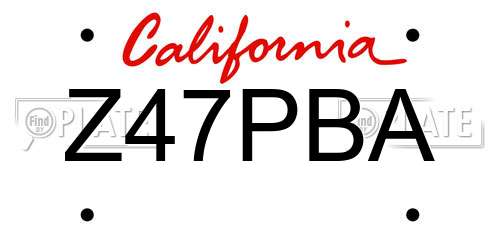 Z47PBA California License Plate