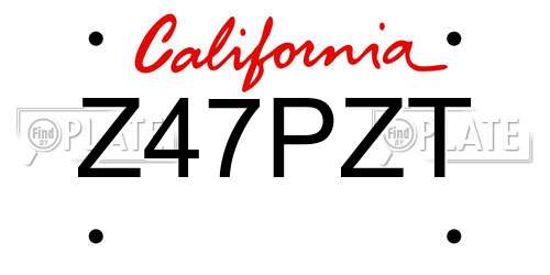 Z47PZT California License Plate