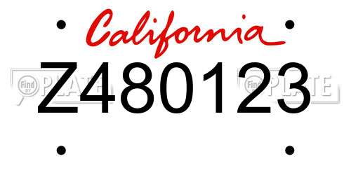 Z480123 California License Plate