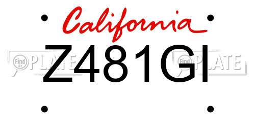 Z481GI California License Plate