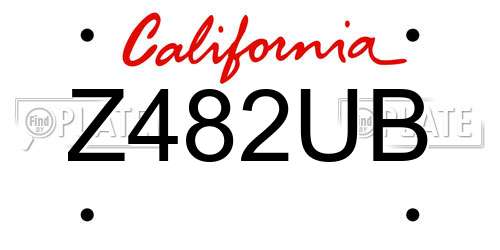 Z482UB California License Plate