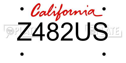 Z482US California License Plate