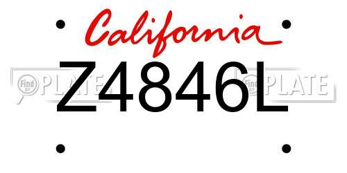 Z4846L California License Plate