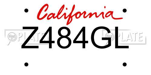 Z484GL California License Plate