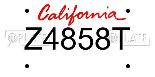Z4858T California License Plate