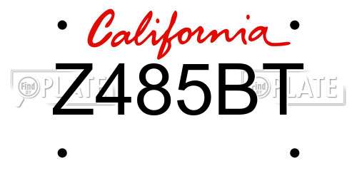 Z485BT California License Plate