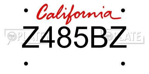 Z485BZ California License Plate