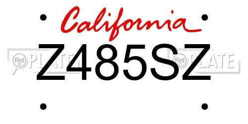 Z485SZ California License Plate