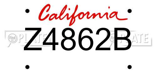 Z4862B California License Plate