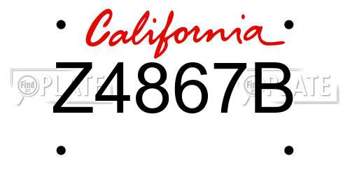 Z4867B California License Plate
