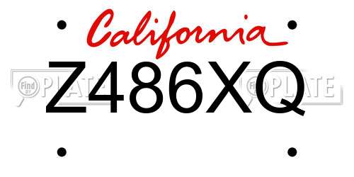 Z486XQ California License Plate