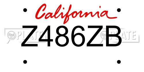 Z486ZB California License Plate