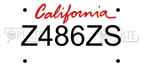 Z486ZS California License Plate