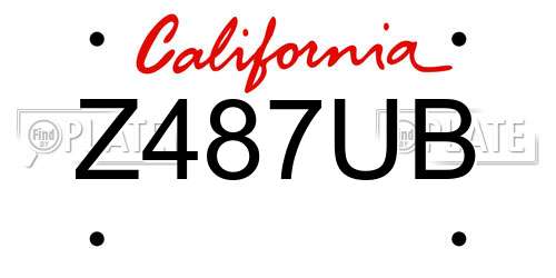 Z487UB California License Plate