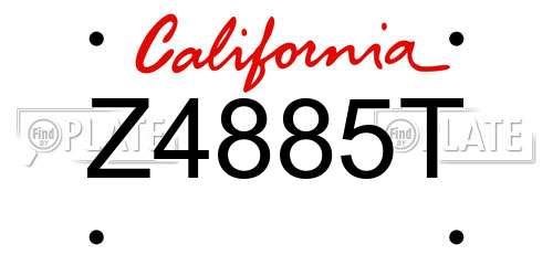 Z4885T California License Plate