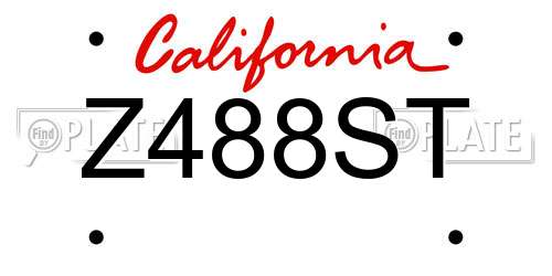 Z488ST California License Plate