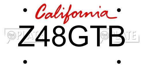 Z48GTB California License Plate