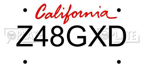 Z48GXD California License Plate
