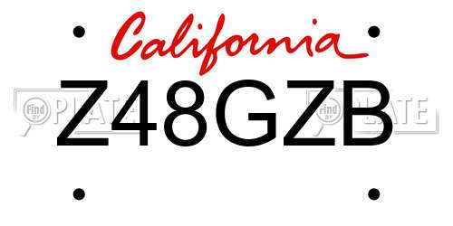 Z48GZB California License Plate