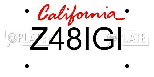 Z48IGI California License Plate