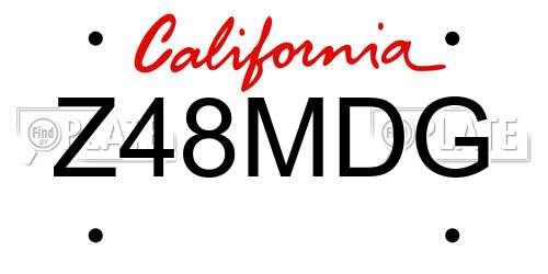 Z48MDG California License Plate