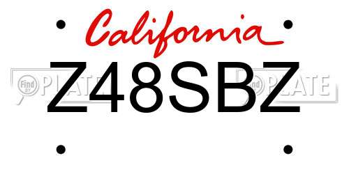 Z48SBZ California License Plate