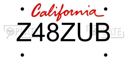 Z48ZUB California License Plate