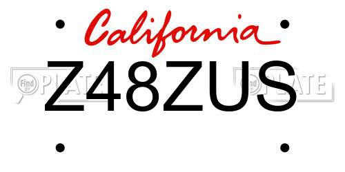 Z48ZUS California License Plate