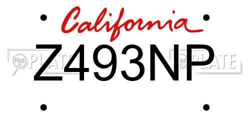 Z493NP California License Plate