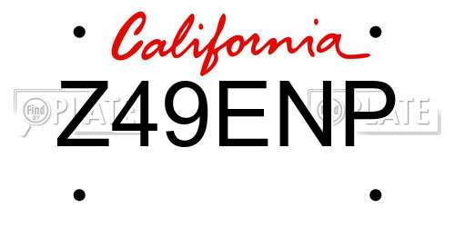 Z49ENP California License Plate