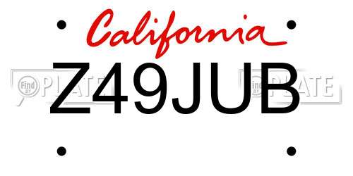 Z49JUB California License Plate