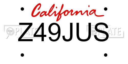 Z49JUS California License Plate