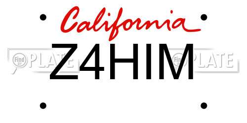 Z4HIM California License Plate